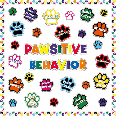 Dog Paw Bulletin Board Set Pawsitive Behavior Classroom Bulletin Board Decoration Dog Paw Prints Cutouts Trim Borders Paw Prints Cutouts for Educa...