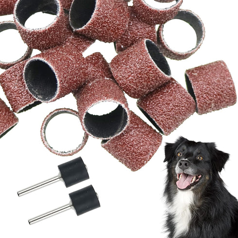 26 Pack Nail Grinder for Dogs Replacement Kit Sanding Drum Set Grit Sand Bands Shank Rotary Tool Kit Pet Nail Smoother Dog Claw Care (80#/120#)...
