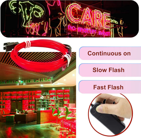 Ourbest EL Wire Lights Battery Powered, Wearable Led Wire Lights 5in1 neon String Light,DIY neon Sign kit Stay/Slow/Fast Flash Party Decoration 1M...