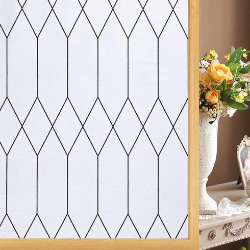 Windimiley Window Privacy Film Stained Glass Frosted Glass Window Clings Moroccan Lattice Decorative Bathroom Door Coverings UV Sun Blocking Heat ...