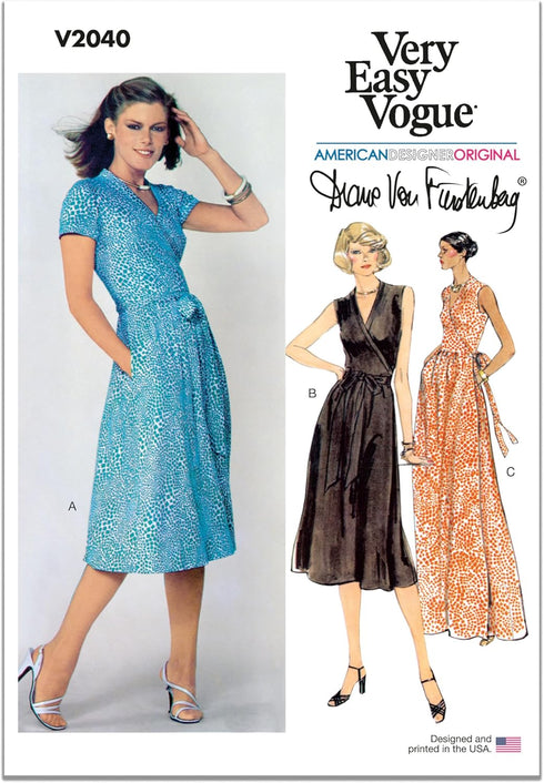Vogue V2040H5 Misses' DVF Wrap Dress Sewing Pattern Packet by Diane Von Furstenberg, Design Code V2040, Sizes 6-8-10-12-14...