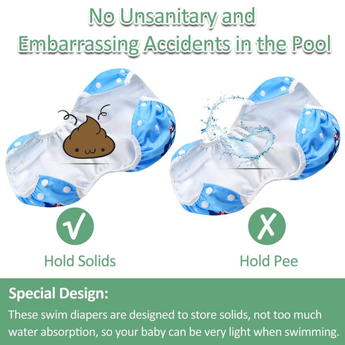 wegreeco Baby & Toddler Snap One Size Adjustable Reusable Baby Swim Diaper (Sea-Elves, Large, 3 Pack)...
