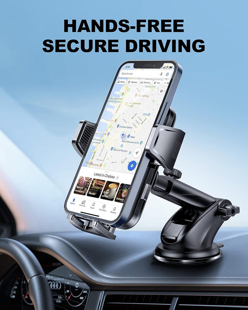 Universal Car Phone Holder for Dashboard Windshield, Hands Free Phone Mount for Car, Automobile Cradles Desk Phone Holder Stand with Suction Cup f...