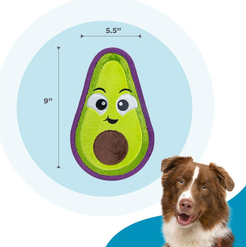 Outward Hound Tough Skinz Durable Squeaky Dog Toy with Two Tough Layers, Avocado, Green, Medium...