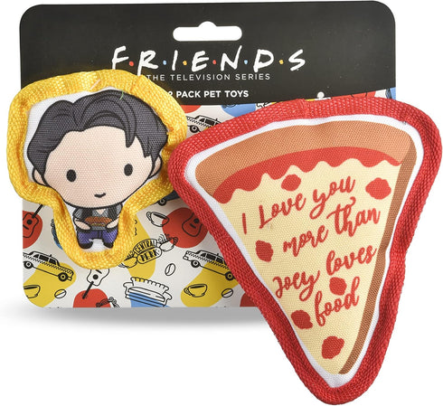 WB Friends: V-Day Love Food Canvas Squeaker Pet Toy - 2PC | Friends Joey & Pizza Dog Toy 2PC Canvas Squeakers| Friends “Better Together“ Toy for D...
