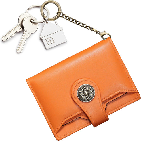 Travelambo Rfid Wallet Women Leather Bifold Compact Small Wallet for Women (Orange)...