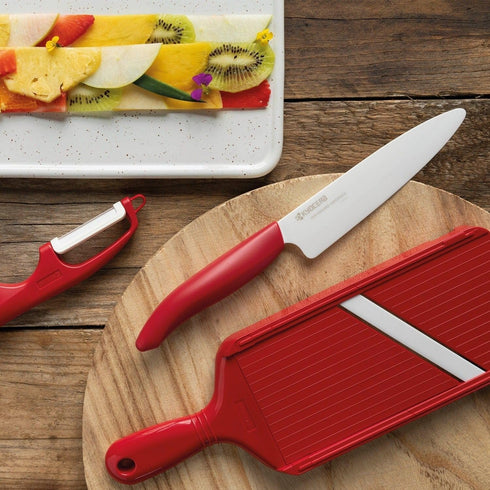 Kyocera Advanced Ceramic Vertical Double Edge Blade Peeler, Red...