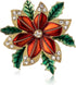 RareLove Vintage Christmas Poinsettia Brooch, Red with Green Leafs Poinsettia Flower Wreath CZ Rhinestone Crystal Christmas Pins and Brooches for ...