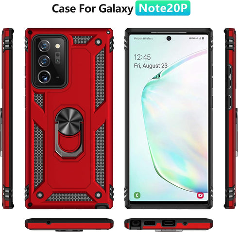 Galaxy Note 20 Ultra Case (NOT Fit The Note 20) with HD Screen Protectors, Androgate Military-Grade Ring Holder Kickstand Drop Tested Shockproof C...