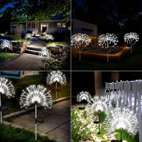 2 Pack Solar Firework Lights, 300 LEDs Solar Lights with 8 Modes, Waterproof Firework Lights, Copper Wire Firework Lights, Pathway Decorative Ligh...