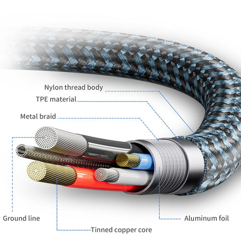 3.5mm Audio Cable Male to Male 20FT/6M Stereo Aux Cord 90 Degree Right Angle Aux Cable Nylon Braided Aux Cable Compatible with Beats iPhone iPod i...