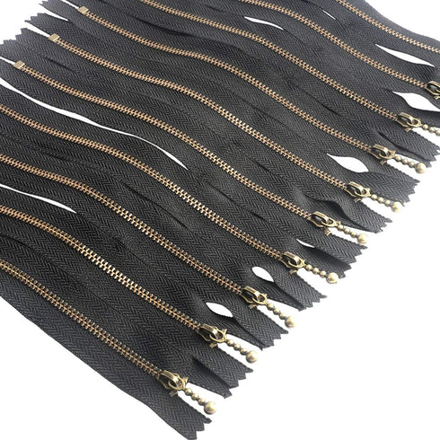 Beaulegan Metal Zippers 10 Pcs - #3 Antique Brass Close-end 7.9 Inch (20 cm), Black...