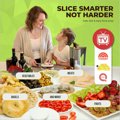 Bagel Slicer & Multi-Use Food Cutter | Ideal for Tomatoes, Strawberries, Grapes, Meat, Chicken, Eggs, & Vegetables with Non-Slip Holder for Stable...