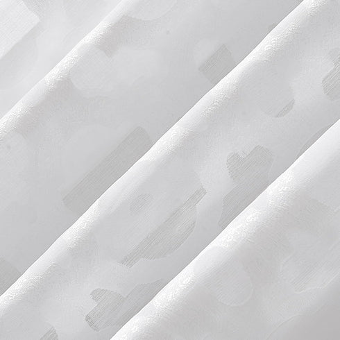 No. 918 Yvette Trellis Jacquard Sheer Rod Pocket Curtain Panel, 52" x 84", White...