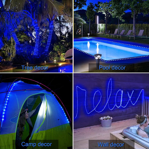 JMEXSUSS 120 LED Solar Rope Lights,39.4ft 8 Modes Solar Rope Lights Outdoor Waterproof, Outdoor Solar Fairy Lights for Garden,Fence,Patio,Pool,Dec...