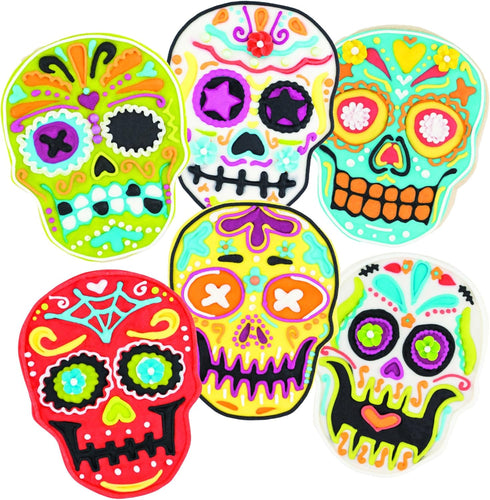 Tovolo Sugar Skull Templates Reverse, Dishwasher Safe, Set of 6 Cookie Stamps with Cutter, Lime/White (81-22492)...