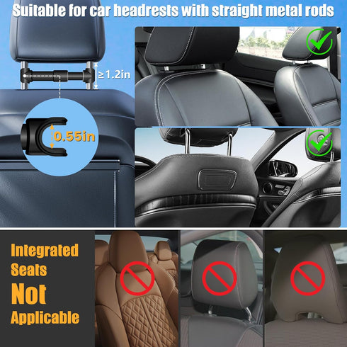 Tablet Holder for Car,ipad Headrest Mount for 5.5-18.4 Inch Tablet/ipad/Phones Car Tablet Holder with 360°Rotating Adjustable Trip Essentials,Blac...