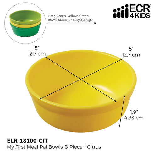 ECR4Kids My First Meal Pal Snack Bowls, Kids Plastic Tableware, Stackable and Dishwasher Safe, Stackable Bowls for Baby, Toddler and Child Feeding...