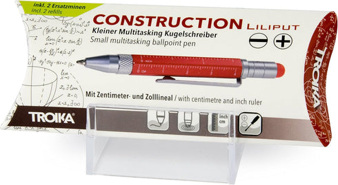 Troika Multi-Tasking Ballpoint Pen (Small), Centimeter/Inch Ruler, Slotted/Phillips Screwdriver, Stylus (Red), Black Lead, Includes 2 Refills, Alu...