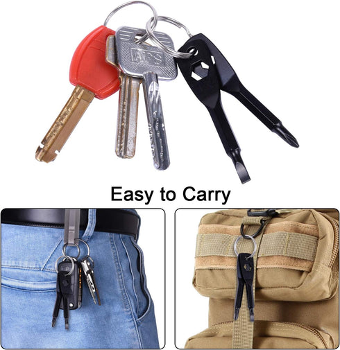 Portable Keychain Screwdriver, Wisdompro 4-in-1 Multifunction Repair Tool Pocket Screwdriver Set with Phillips, Slotted and Hex Wrench, Gift for M...