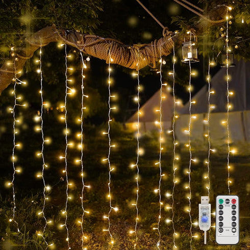 suddus Curtain Lights for Bedroom, 200 Led Hanging String Light Outdoor, Fairy Curtain Lights Indoor for Christmas, Dorm, Wall, Backdrop, Window, ...