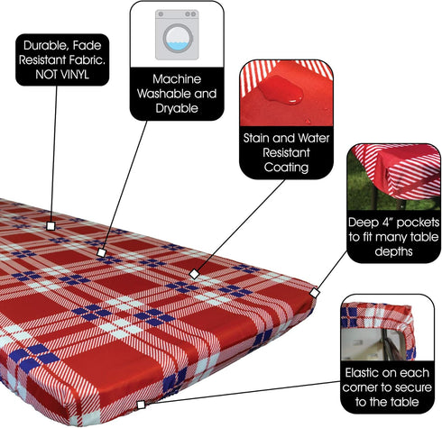 In the Breeze 8002 Plaid 30 Inch x 72 Inch Fitted Tablecloth...