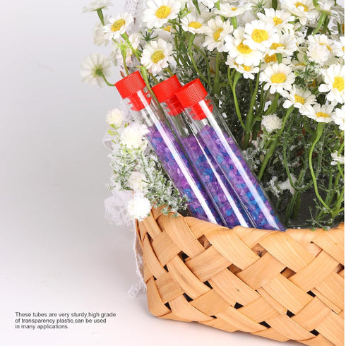 Teenitor 50pcs Test Tubes Plastic Test Tubes, 16×100mm Clear Test Tube with Caps for Lab Plastic Test Tubes for Plants, Beads, Party...