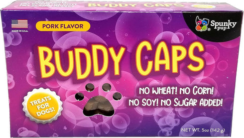 Spunky Pup Buddy Caps Dog Treats, Pork Flavor, 5 oz (6102)...