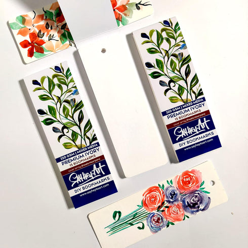 320gsm Premium Ivory Professional Bookmark Sketchpads/for All Mediums, Calligraphy, Charcoal, acrylics, Gouache / (Pack of 2 - a Total of 30 DIY B...
