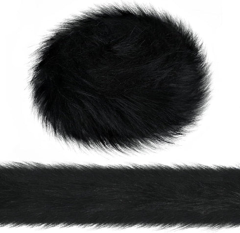 2 Inches Wide Christmas Faux Fur Ribbon Trim Fabric Roll for Christmas Tree Decor or Wreath Bows Craft, 3 Yards Long (Black,2 Inch)...