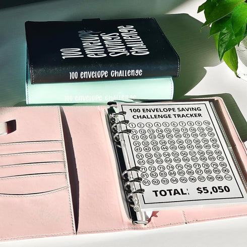 100 Envelopes Money Saving Challenge Budget Binder, Savings Challenges Binder, Budget Binder with Cash Envelopes for Budget Planner & Saving Money...