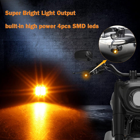QUASCO Led Turn Signal Lights Universal Mini Size Blinkers Front Motorcycle Indicator Compatible with Harley Honda Kawasaki Suzuki Triumph Yamaha...