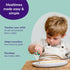 doddl Baby and Toddler Plate, Non-Slip Base, Ergonomic Toddler Dishes for Self Feeding, 1-3 Year Olds, Dishwasher Safe, BPA Free (White & Aqua)...