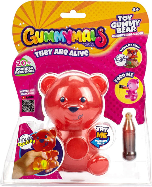 Eolo Toys - Gummymals Red. Interactive Super Squishy Gummy Bear Style pet with Over 20 Sounds and Reactions for Children Aged 4 and Up...