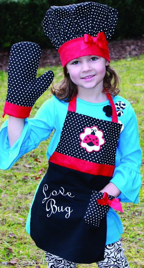 Manual Woodworkers Izzy Collection Love Bug Kids 3-Piece Apron Set...