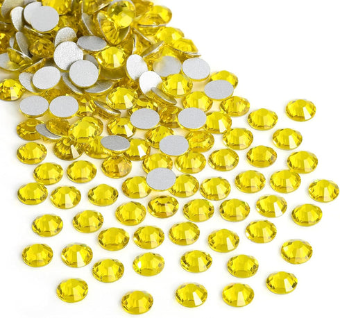 Glue Fix Crystal Flatback Rhinestones Glass Diamantes Gems for Crafting Nail Art Crafts Decorations Clothes Shoes 3.2mm (ss12 1440pcs, Citrine)...