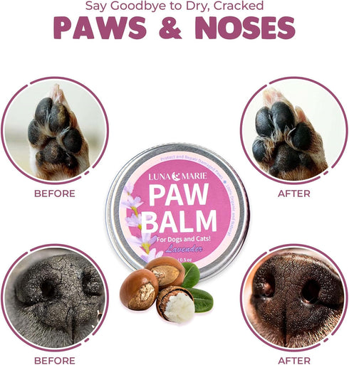 Paw Balm | 100% Natural Organic Nose & Paw Soother with Shea Butter & Coconut Oil | Paw Pad Balm for Dogs & Cats, Licksafe Paw Wax for Pets with L...