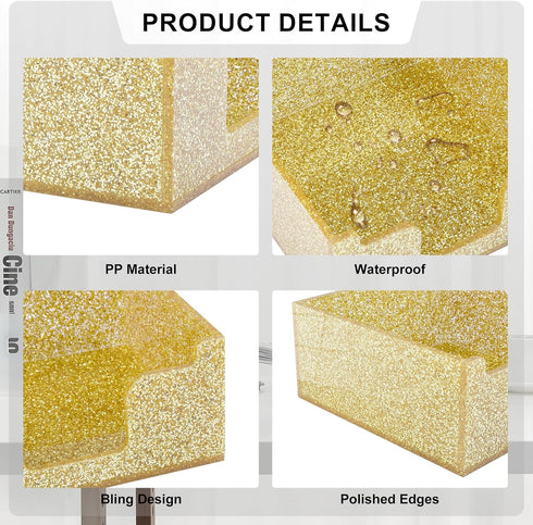 Acrylic Sticky Note Holder, Self Stick Note Pad Holder, 3.94 x 3.94 Inch Glitter Sticky Note Dispenser, Memo Pad Holder Dispenser Organizer for Sc...