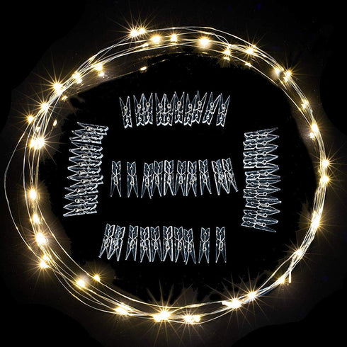 17Ft 50 LED Fairy String Lights with Clear Clips - Perfect for Dorm, Bedroom, Wedding Decor...