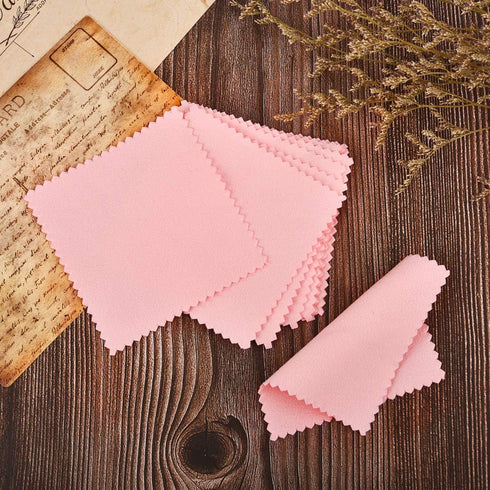 SEVENWELL 50pcs Jewelry Cleaning Cloth Pink Polishing Cloth for Sterling Silver Gold Platinum Small Silver Polish 8x8cm...