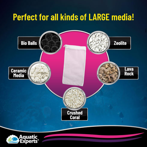 Aquatic Experts Max Flow Filter Media Bag - Durable Filter Bags for Fish Tank, Secure Aquarium Media Bag with Drawstring, Media Bags for Aquarium ...