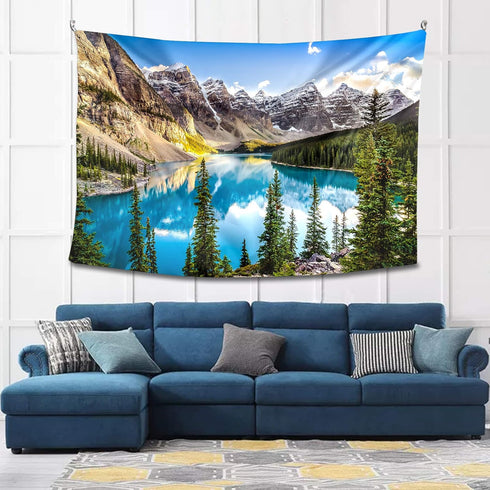 Tucocoo Landscape Sunset View of Moraine Lake & Mountain Range Tapestry Forest Tree Tapestry Tranquil Lake Tapestry Nature Landscape Tapestry Wall...