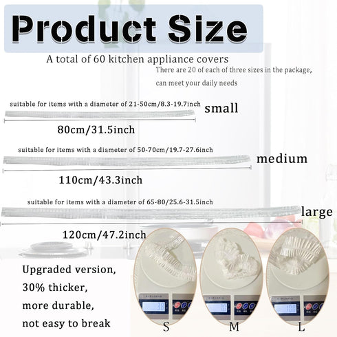 60PCS Clear Kitchen Appliance Covers - Dust Cover Thickened Disposable Blender covers with Elastic for Small Appliance, Oven, Pressure Cooker, Toa...