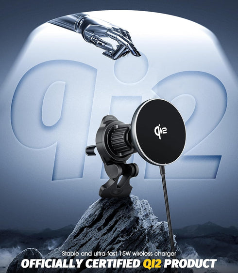 Orzero Upgraded 15W Qi2 Certificated Wireless Car Charger for iPhone 15/14/13/12 Series, Mag-Safe Vent Mount with PD Adapter, Fast Charging, Secur...