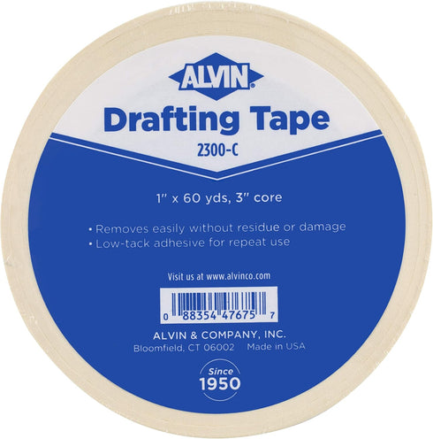 Alvin, 1 Inch Drafting Tape, Gentle Masking Tape for Painting, Ideal for Watercolors and Home Projects - 60 Yards...