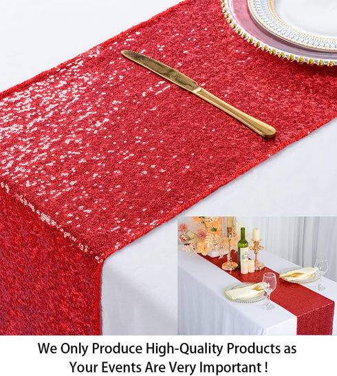 ShiDianYi 12''x72'' Sequin Table Runner - Sparkly Metallic for Wedding, Dinner Reception, Event, Birthday, Baby Shower (1, Red)...