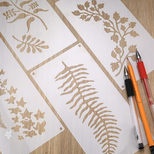 YOUYIDUN-16 Pcs Leaves Plants Stencils Templates for Painting, Reusable Leaf Plant Painting Templates Stencils for Painting Craft Drawing on Wood ...