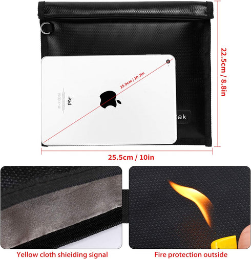 Faraday Bag, Signal Isolation Bag for Phones, Fireproof Shield Pouch, Prevents Hacking,Tracking,and NFC/WiFi/Bluetooth for Tablets, Phones, Key Fo...