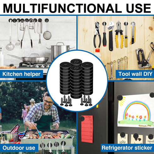 LOVIMAG 30LBS Waterproof Rare Earth Magnets, Black 24Pack Neodymium Magnets Strong with Countersunk Hole and Screws, Strong Magnet for Holding Too...