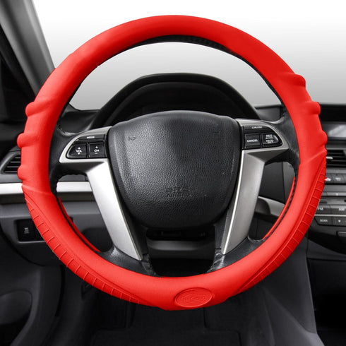 FH Group Universal Fit Silicone with Grip and Pattern Massaging Grip Steering Wheel Cover fits most Cars, SUVs, Trucks, and Vans Yellow...